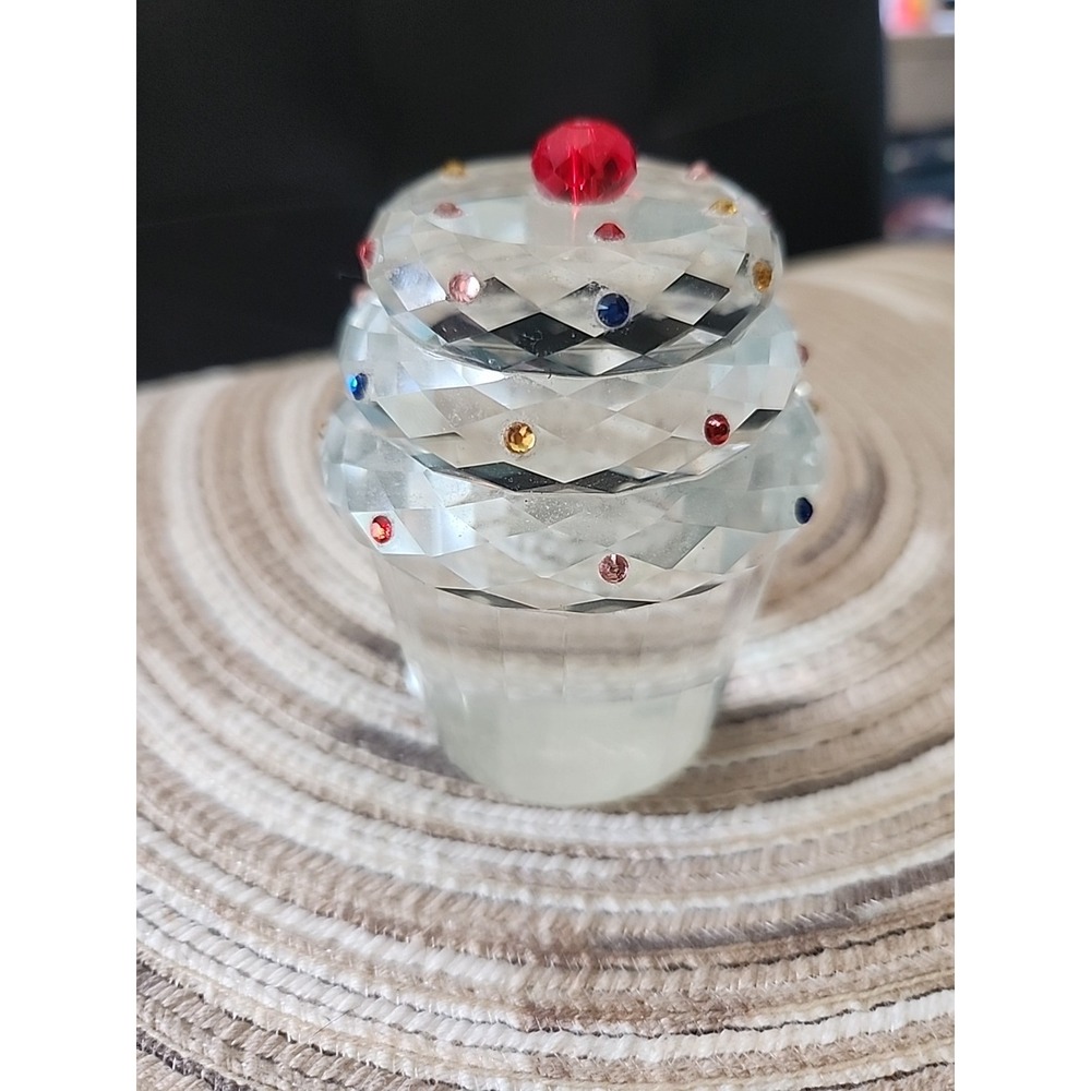 Simon Design Crystal Cupcake Paperweight Rhinestone Sprinkles  UNUSED